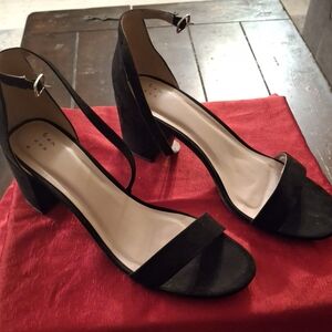 Black Suede Heels with Ankle Strap